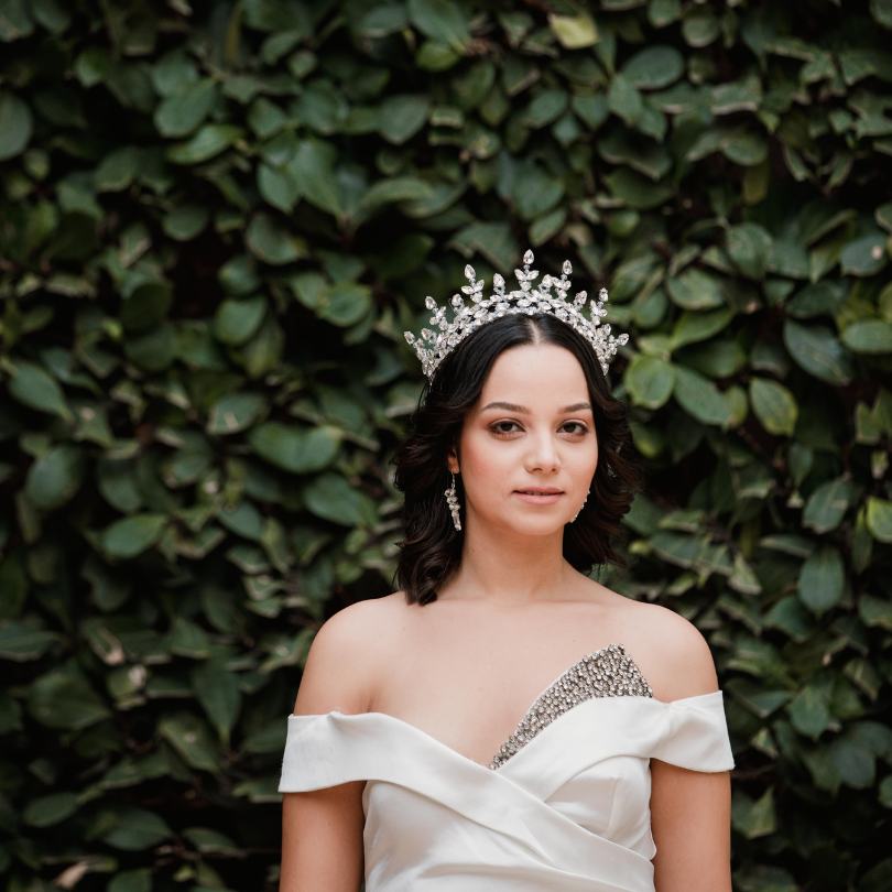 Couronne de mariage blanche, Couronne de diadème en cristal baroque, diadème de - artisanat Tunisien fait main | ILEYCOM