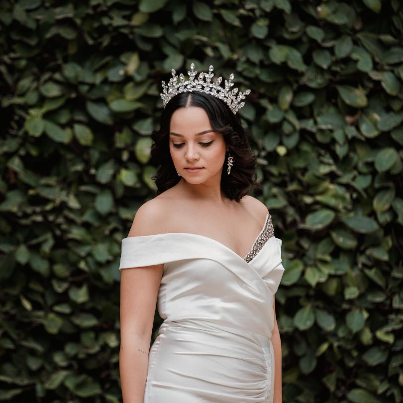Couronne de mariage blanche, Couronne de diadème en cristal baroque, diadème de - artisanat Tunisien fait main | ILEYCOM