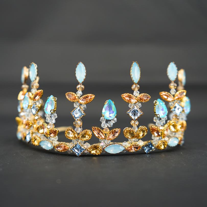 Couronne de mariage nuptiale en strass bleu, diadème pour femmes, diadème de mar - artisanat Tunisien fait main | ILEYCOM