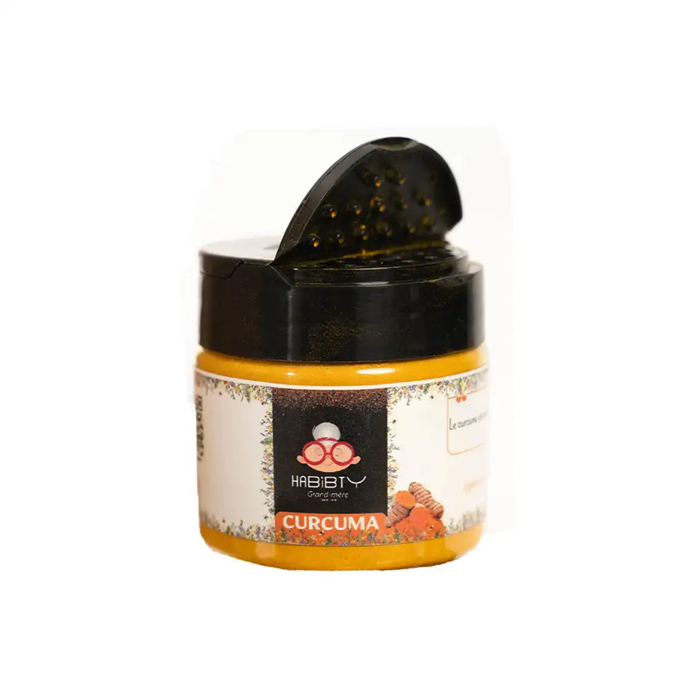 Ground turmeric in jar with lid