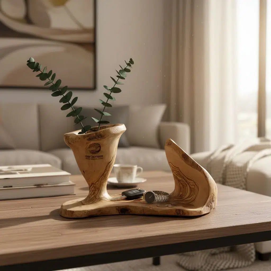 decoration bois piece unique en bois dolive pour un interieur raffine