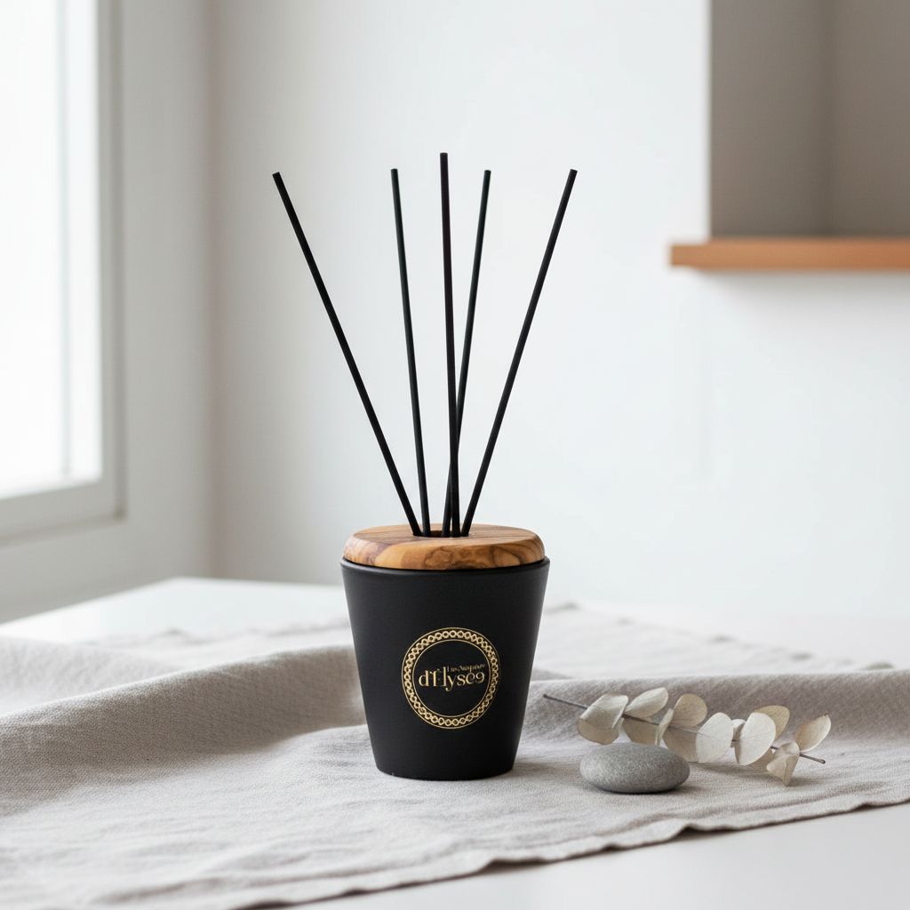 Diffuseur céramique noir artisanal — Accessoire déco tunisien fait main