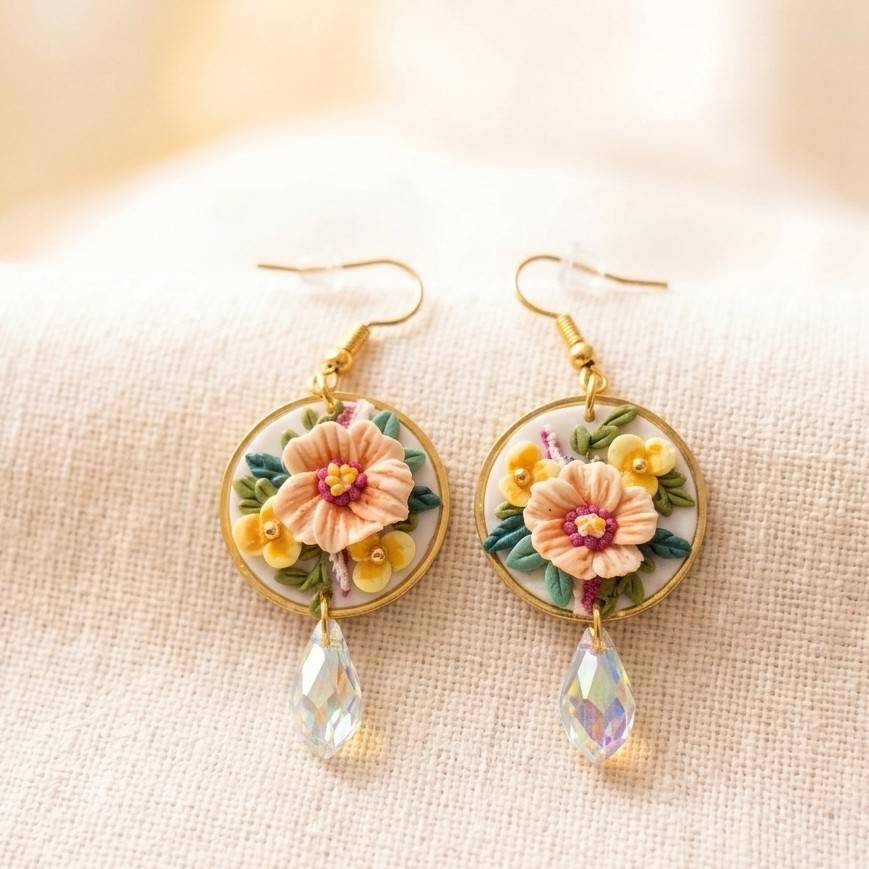 L'éclat éternel de l'Hibiscus -boucles d'oreilles-