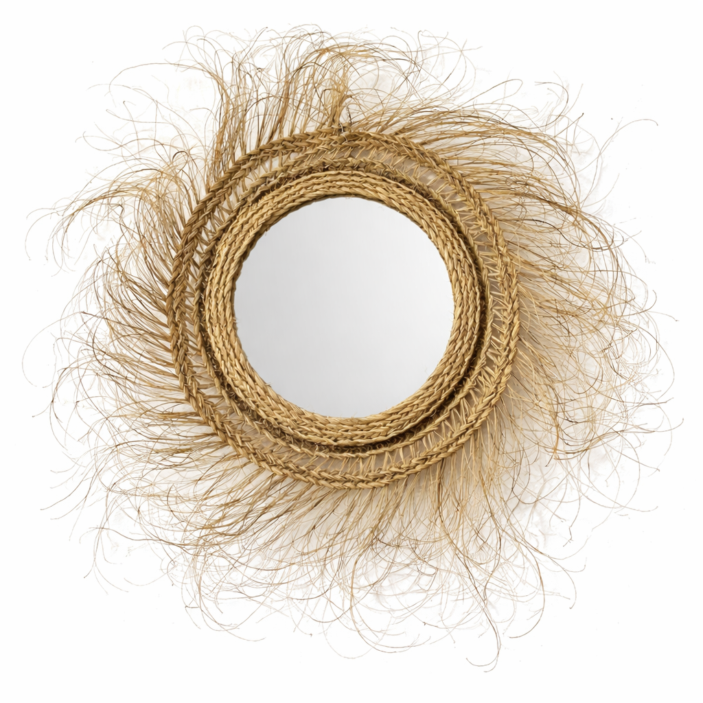 Miroir en Halfa fait à la main diamètre 50 cm