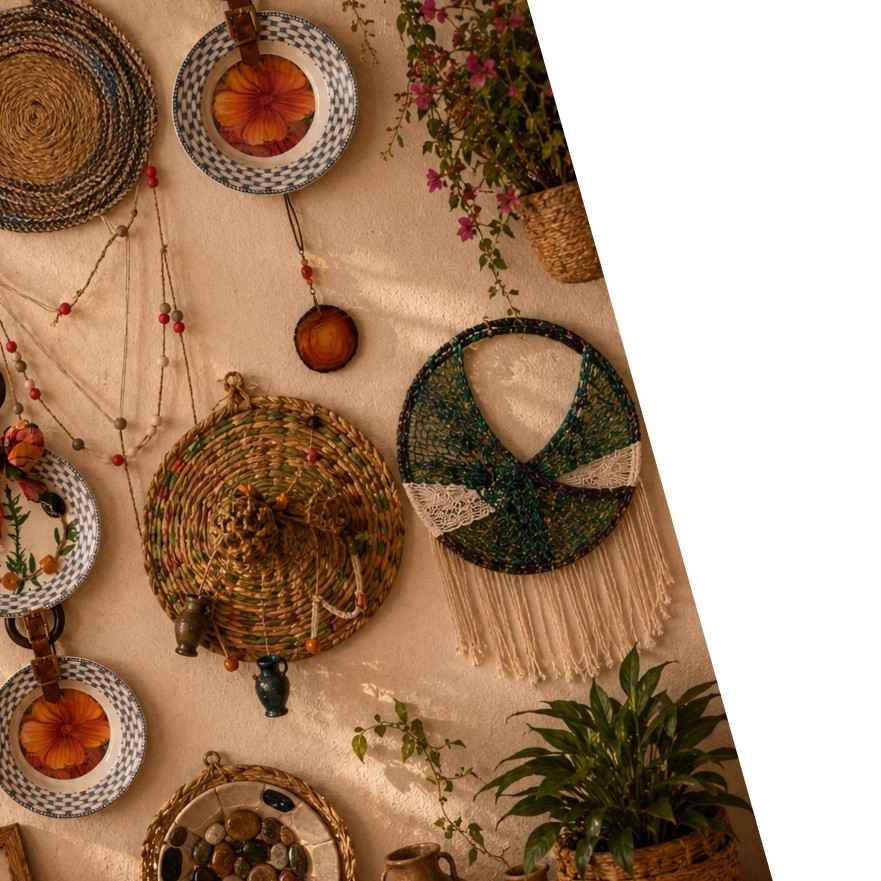 Déco murale bohème artisanale multicolore pour un intérieur unique