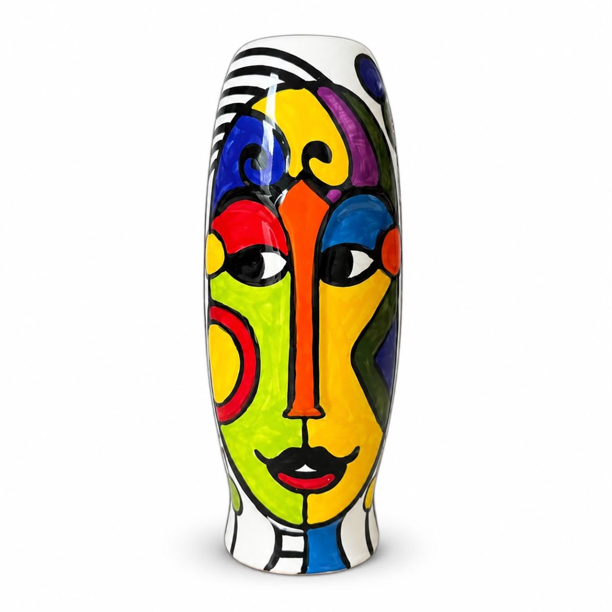 Vase abstrait en céramique émaillée design Pop Art irrésistible