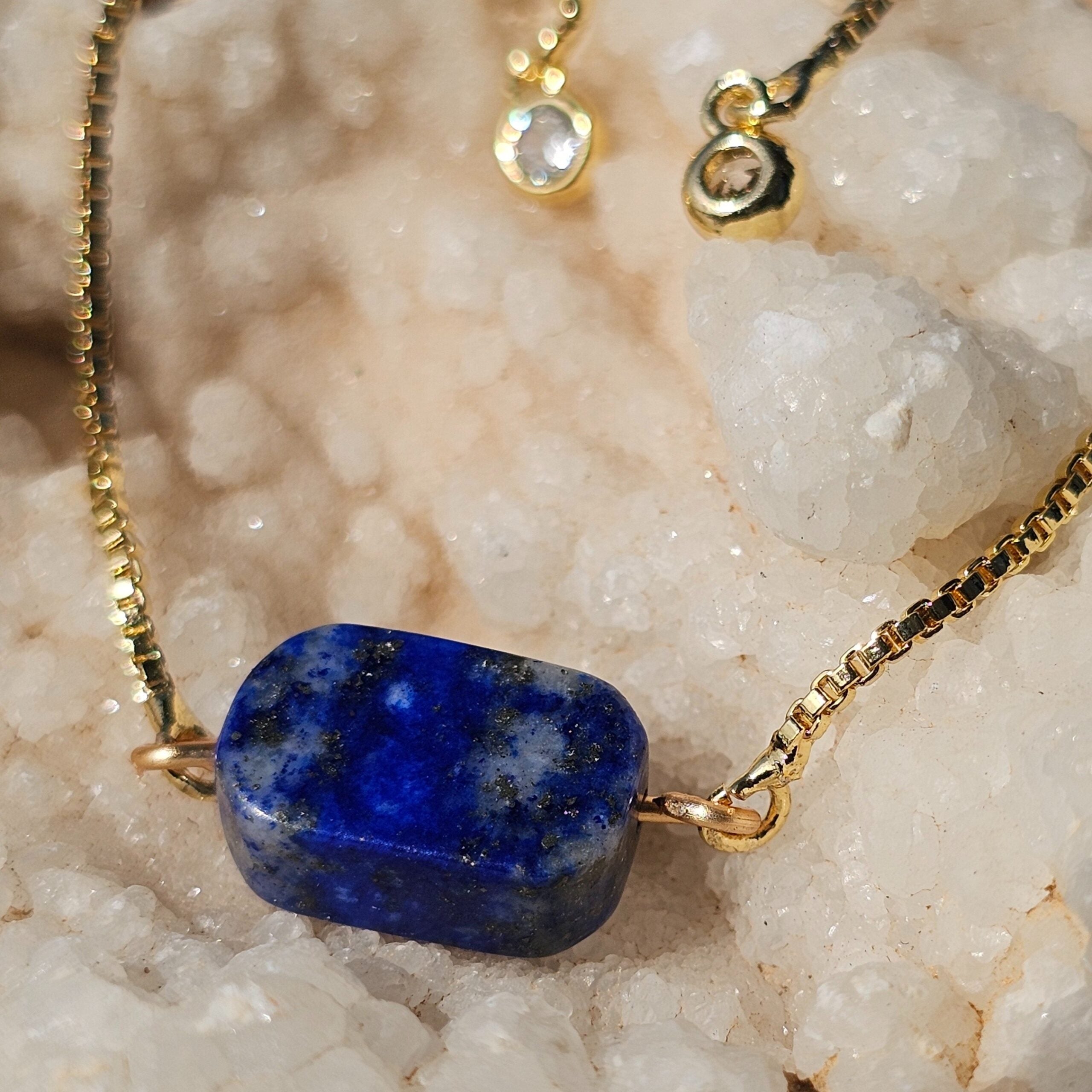 Bracelet Ajustable en Lapis Lazuli & Acier Inoxydable Équilibre