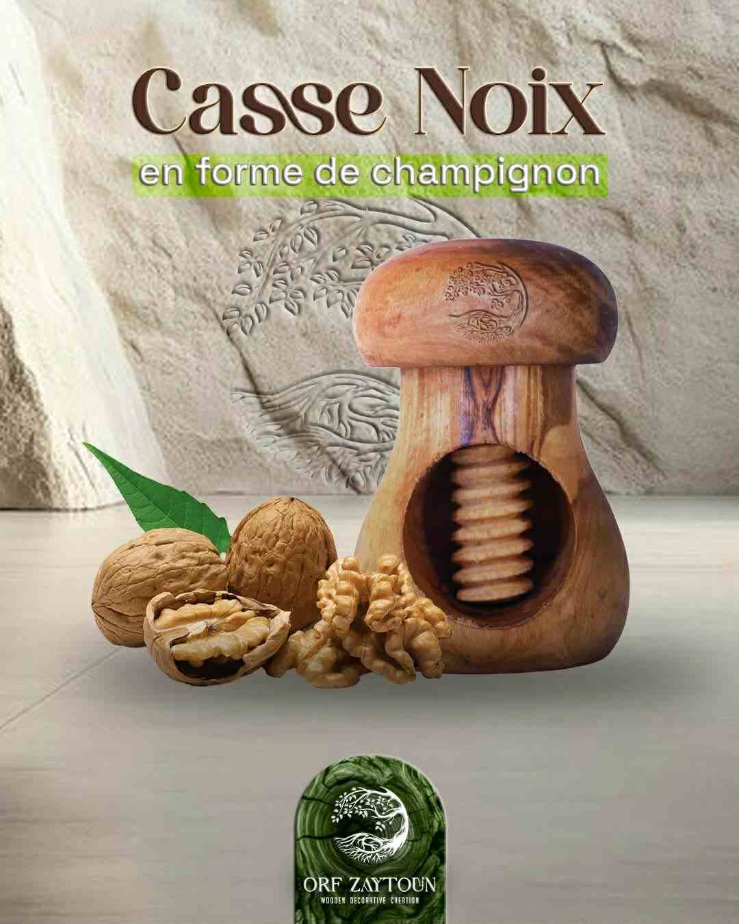 Casse noix en bois élégant en forme de champignon premium