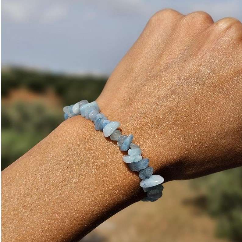 bracelet aigue marine élastique baroque pour un style unique
