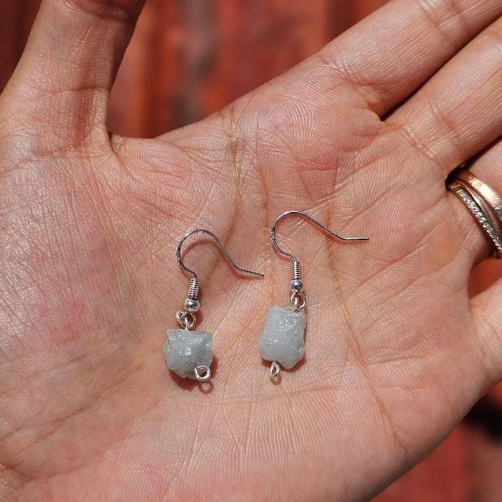 Boucles d'oreilles argent aigue marines brutes élégance unique
