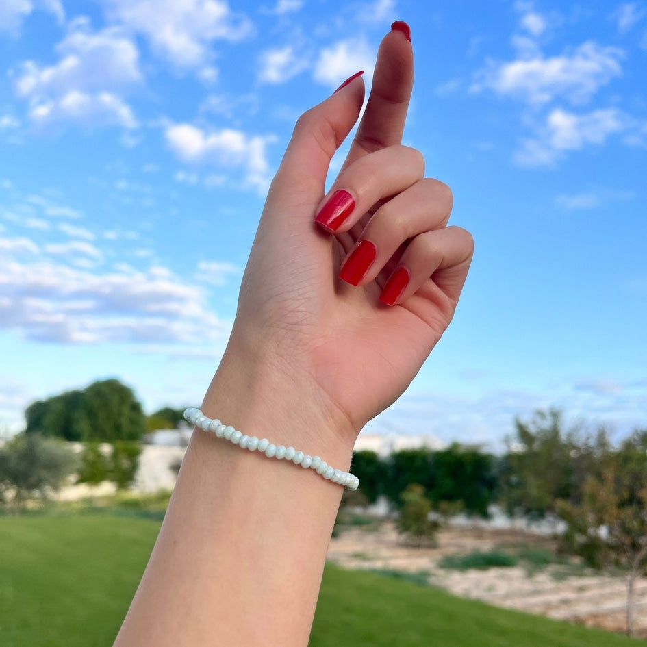 Ensemble Bracelet de Cheville et de Main Couleur Bleu ciel