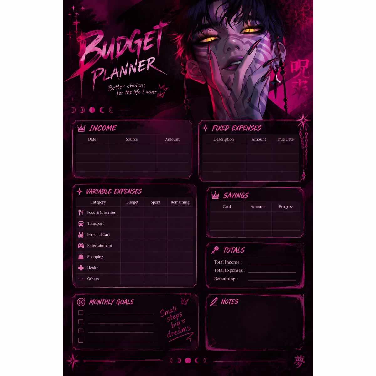 Planificateur budget Jinu’s Dark Era pour une gestion financière réussie