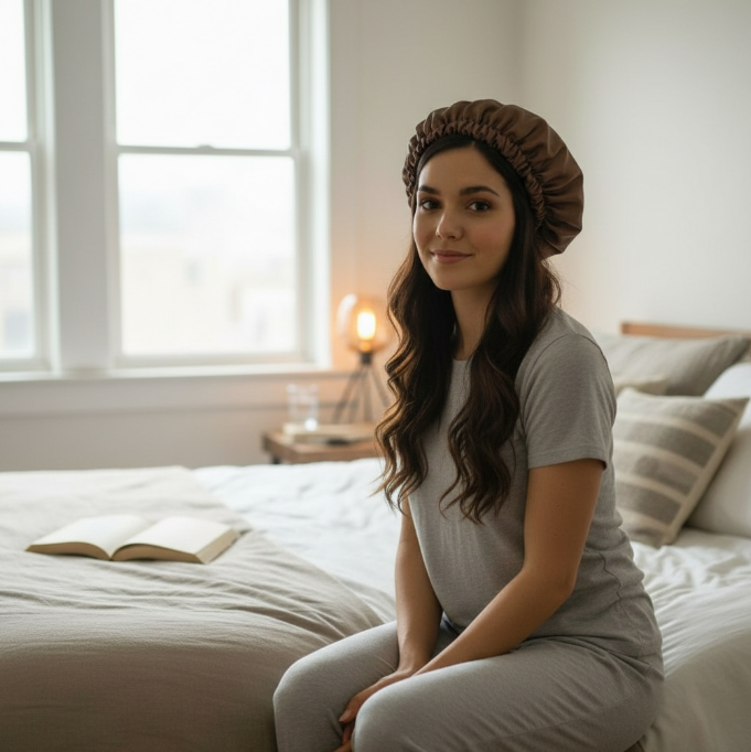 ensemble satin cheveux luxe pour des cheveux éclatants nuit marron