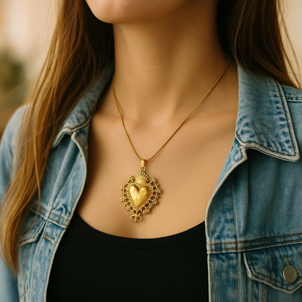 Collier cœur en acier inoxydable