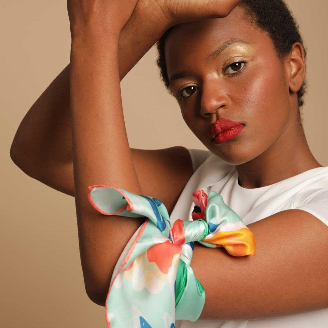 Fairy tales idyll natural silk scarf