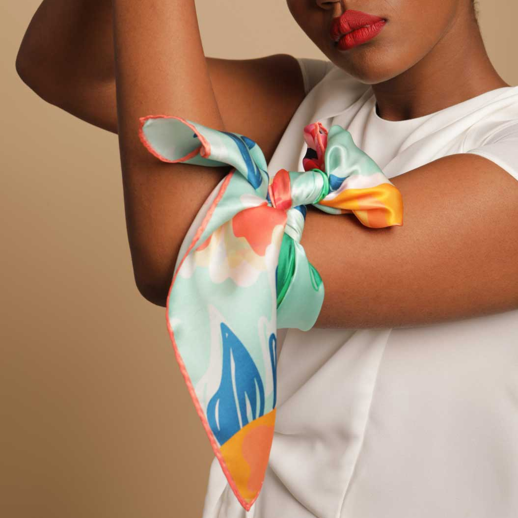 Fairy tales idyll natural silk scarf