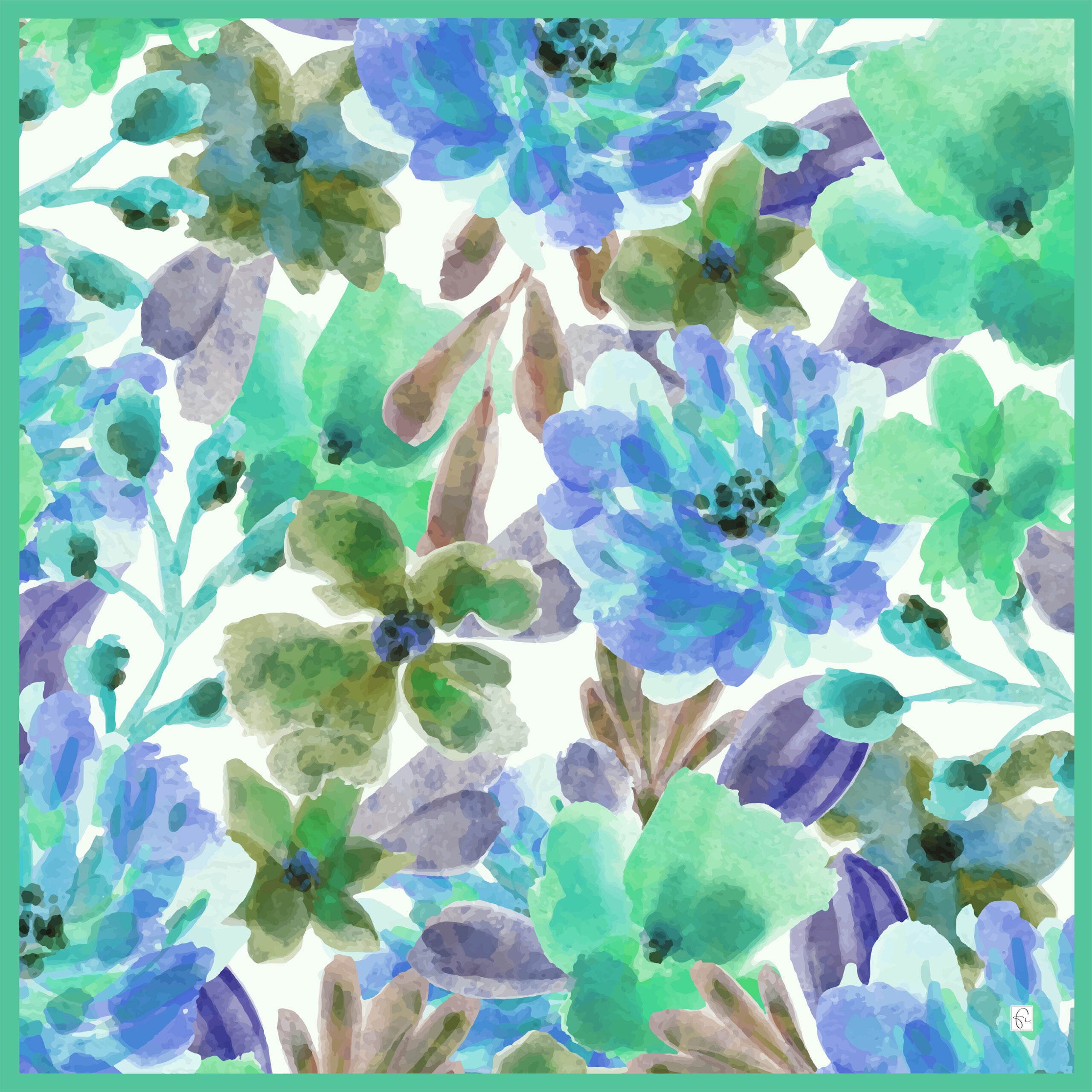Foulard bleu en soie naturelle "Fancy instinct" - artisanat Tunisien fait main | ILEYCOM