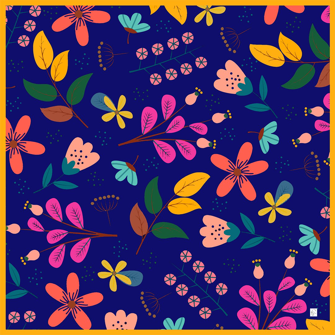 Foulard en soie naturelle Full of imagination - artisanat Tunisien fait main | ILEYCOM