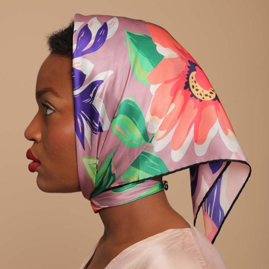 Foulard Mauve en soie naturelle "Fairy tales idyll" - artisanat Tunisien fait main | ILEYCOM