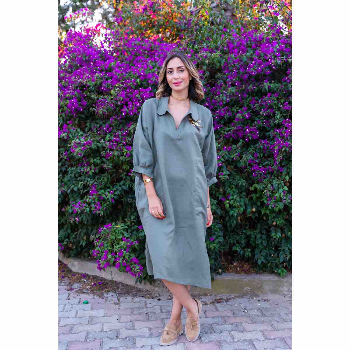Blouza en vert brodée à la main