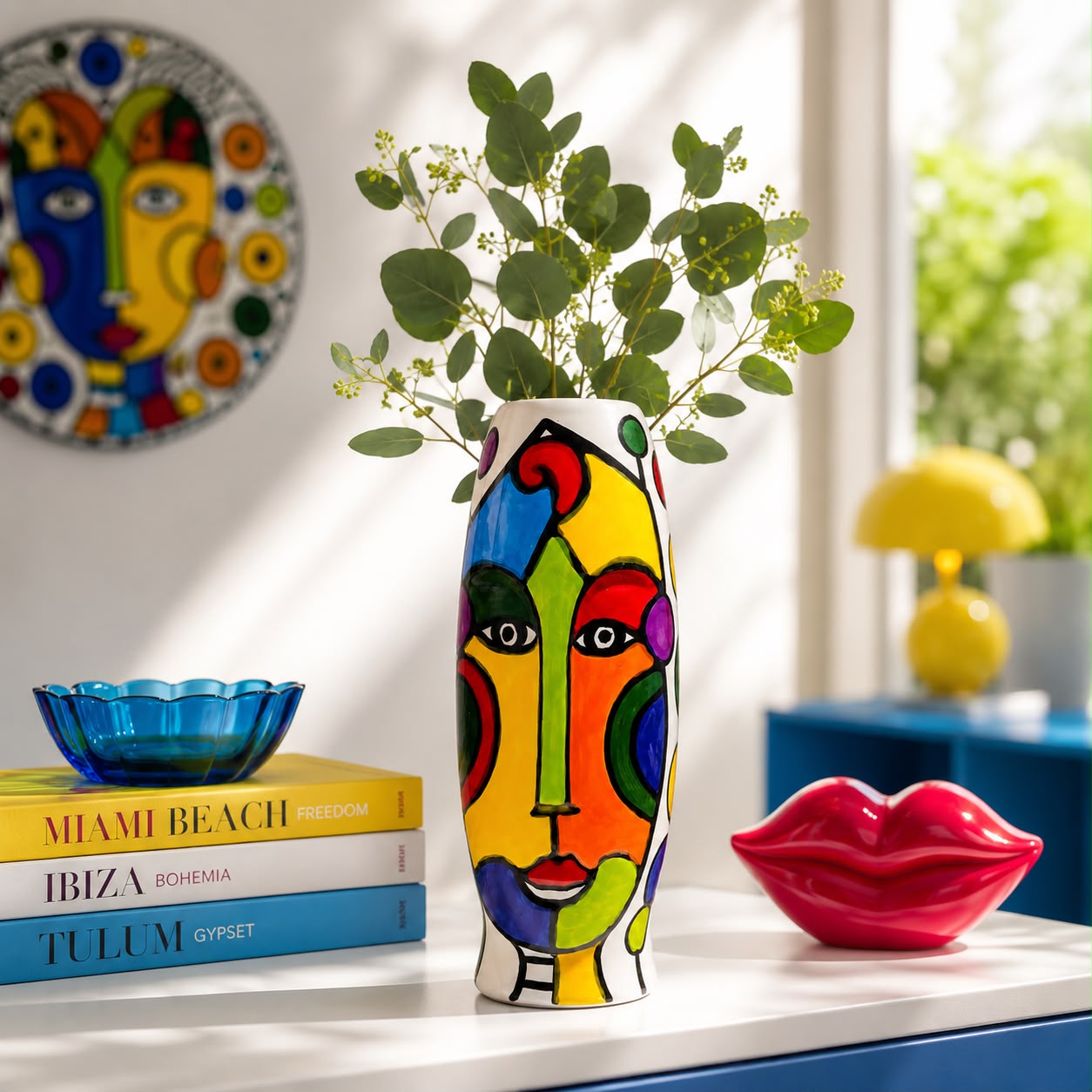 Vase abstrait en céramique émaillée design Pop Art irrésistible