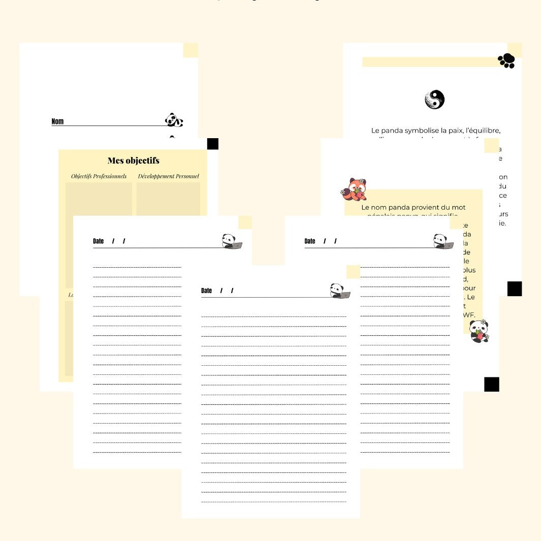 Notebook A5 thème panda - style livre culturel