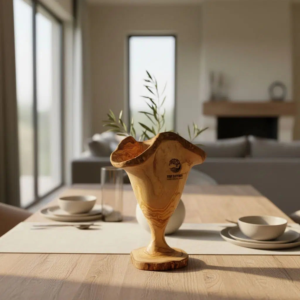 objet décoratif bois artisanal en olivier pour un intérieur élégant