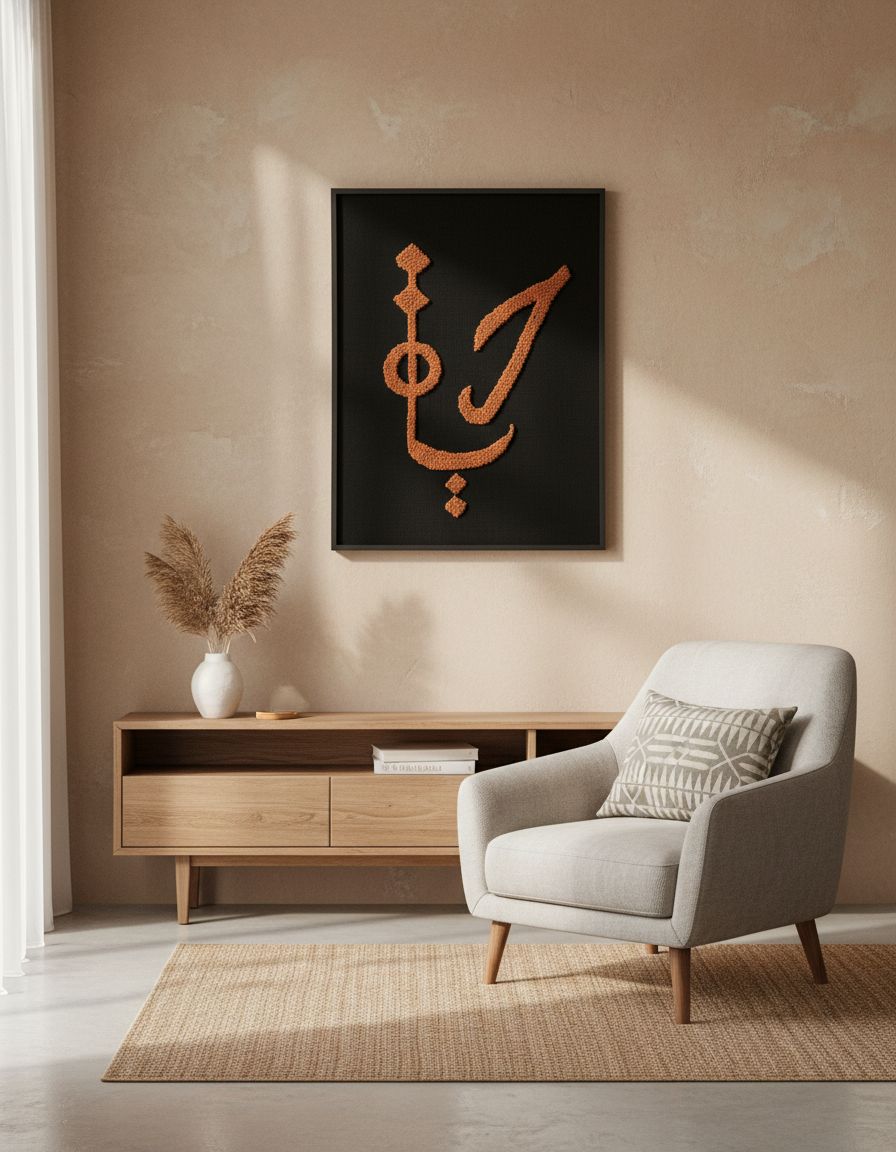 tableau calligraphie arabe élégant en lin 60x80cm exclusif