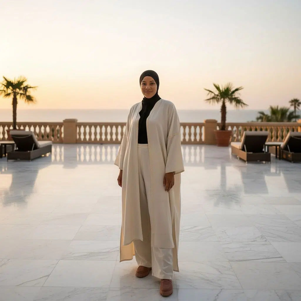 Abaya élégante ensemble kamraya pour une allure chic et unique