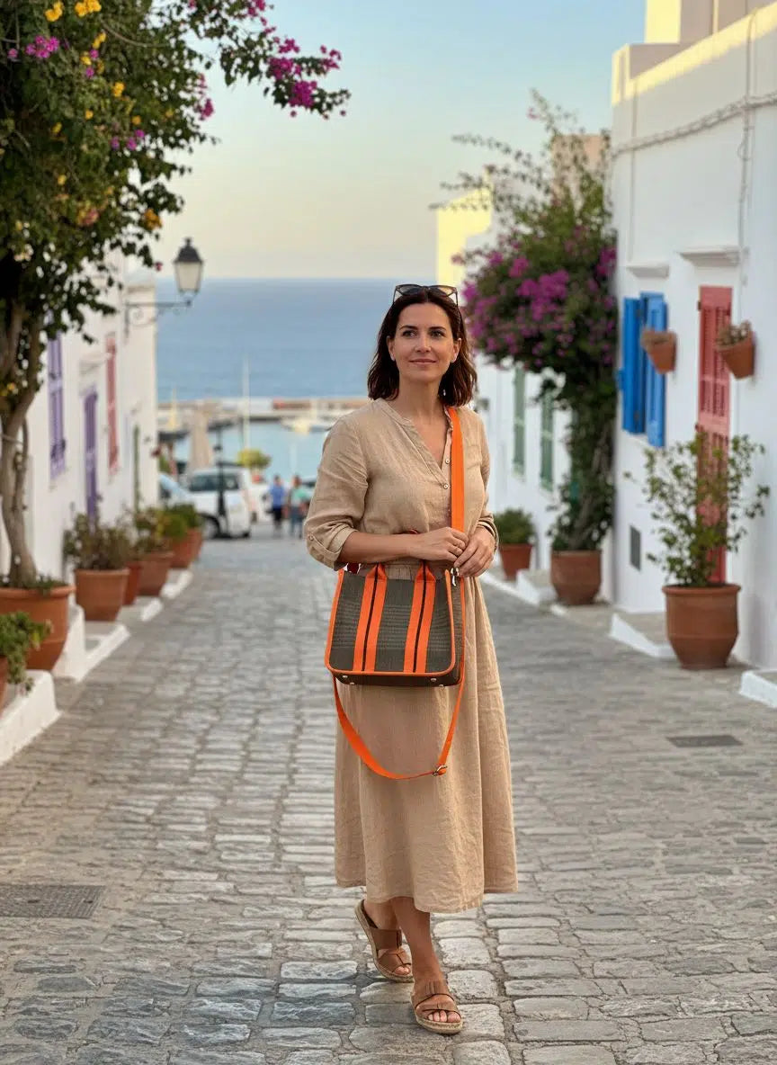 sac bandoulière vert et orange l'élégance au quotidien