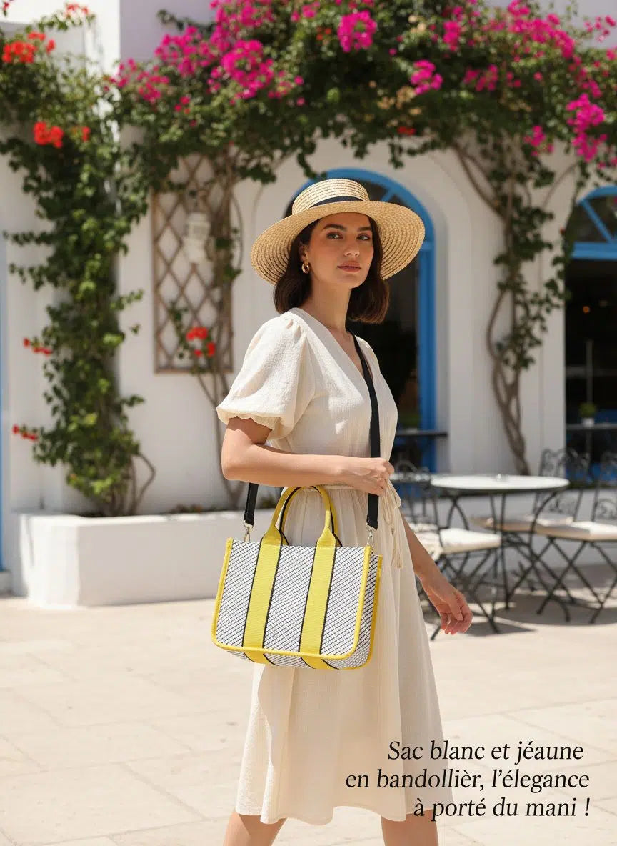 sac bandoulière blanc et jaune pour un style irrésistible