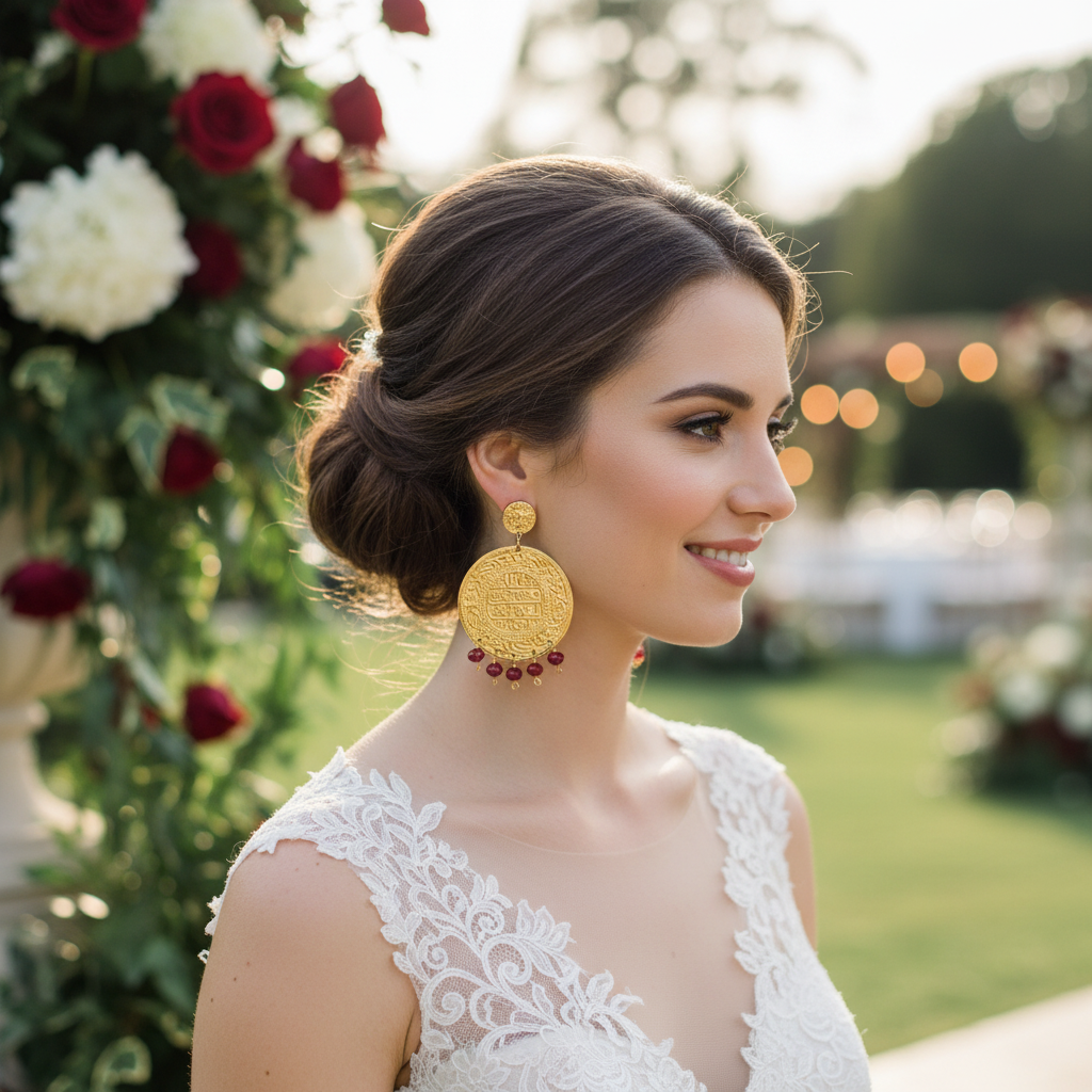 boucles d'oreilles mariage en argent cristal rouge exclusives