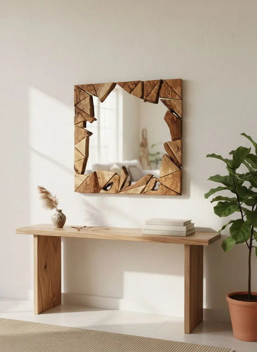 miroir bois artisanal en bois dolivier pour un intérieur unique