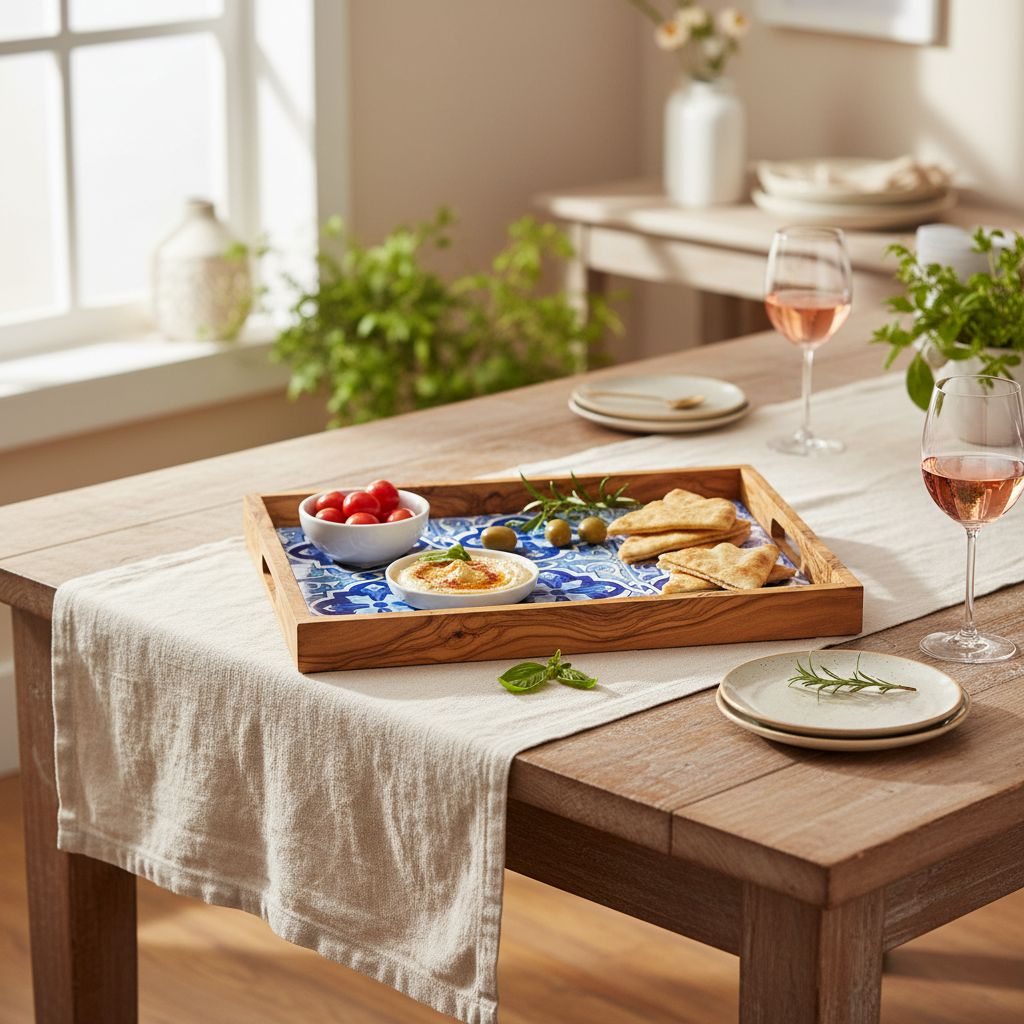 plateau en bois d'olivier pour réceptions élégantes et uniques