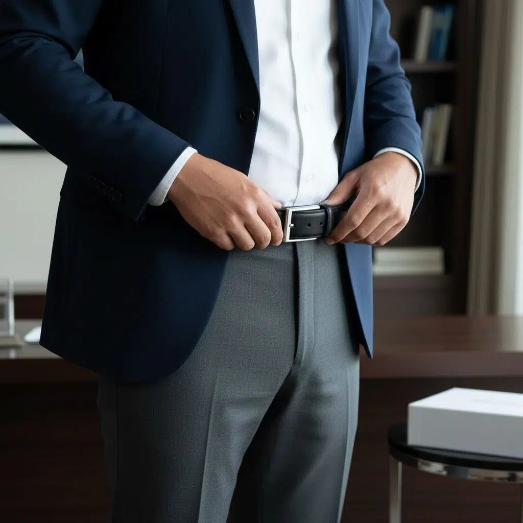 Ceinture noire minimaliste en cuir 100 pour cent tunisienne