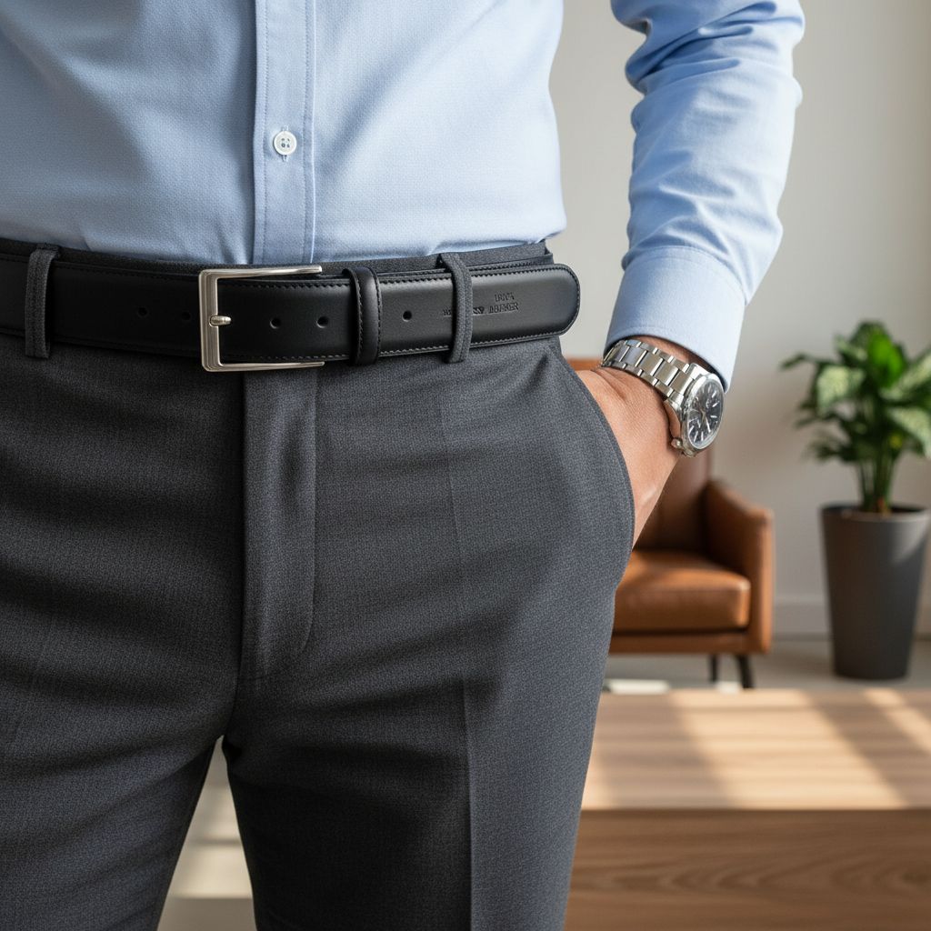 Ceinture noire minimaliste en cuir 100 pour cent tunisienne