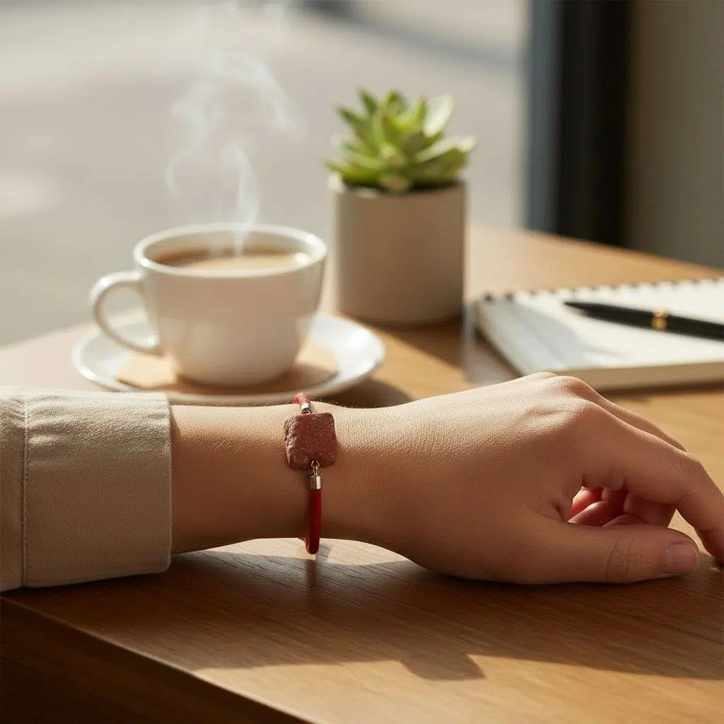 bracelet ajustable en jaspe rouge