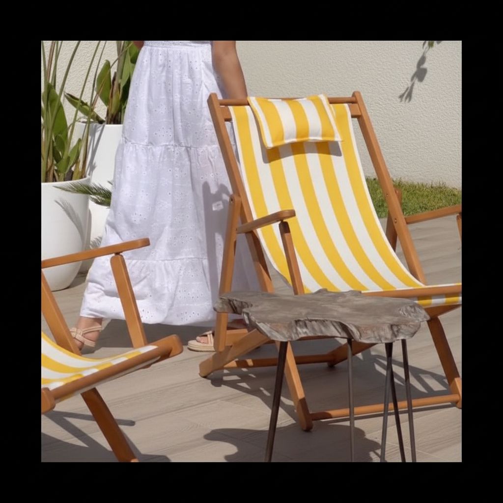 Chaise longue jaune et blanc confort élégance pour jardin
