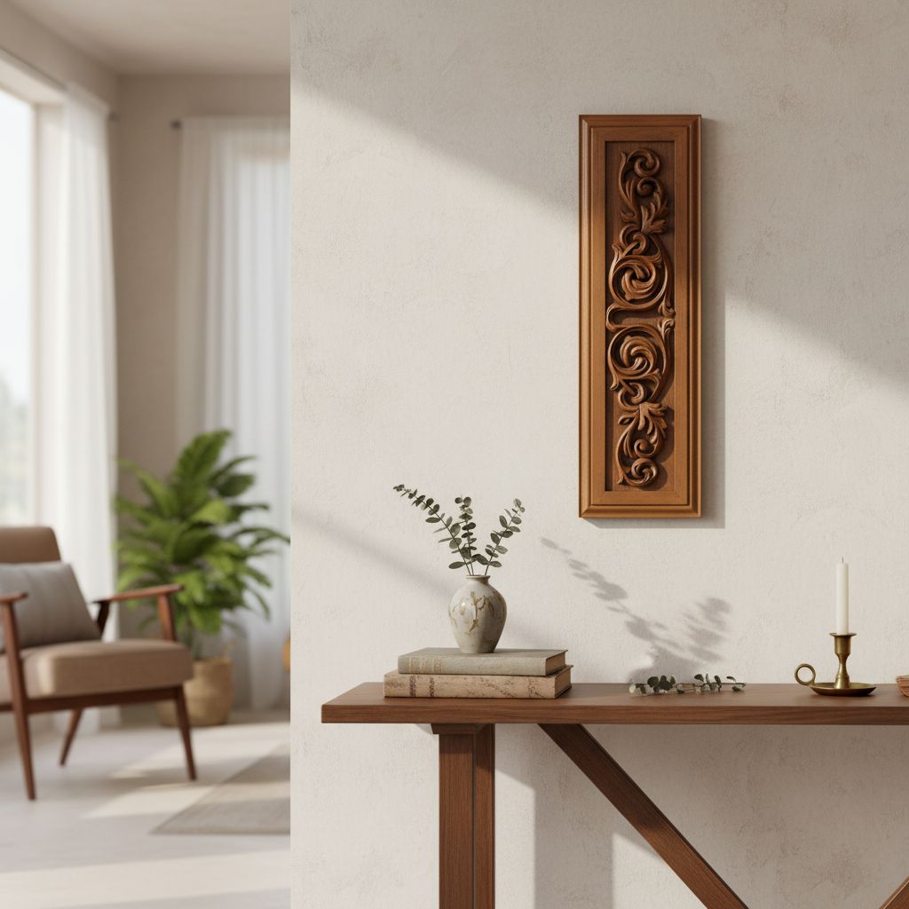 tableau bois sculpté artisanal pour un décor unique 70x20 cm