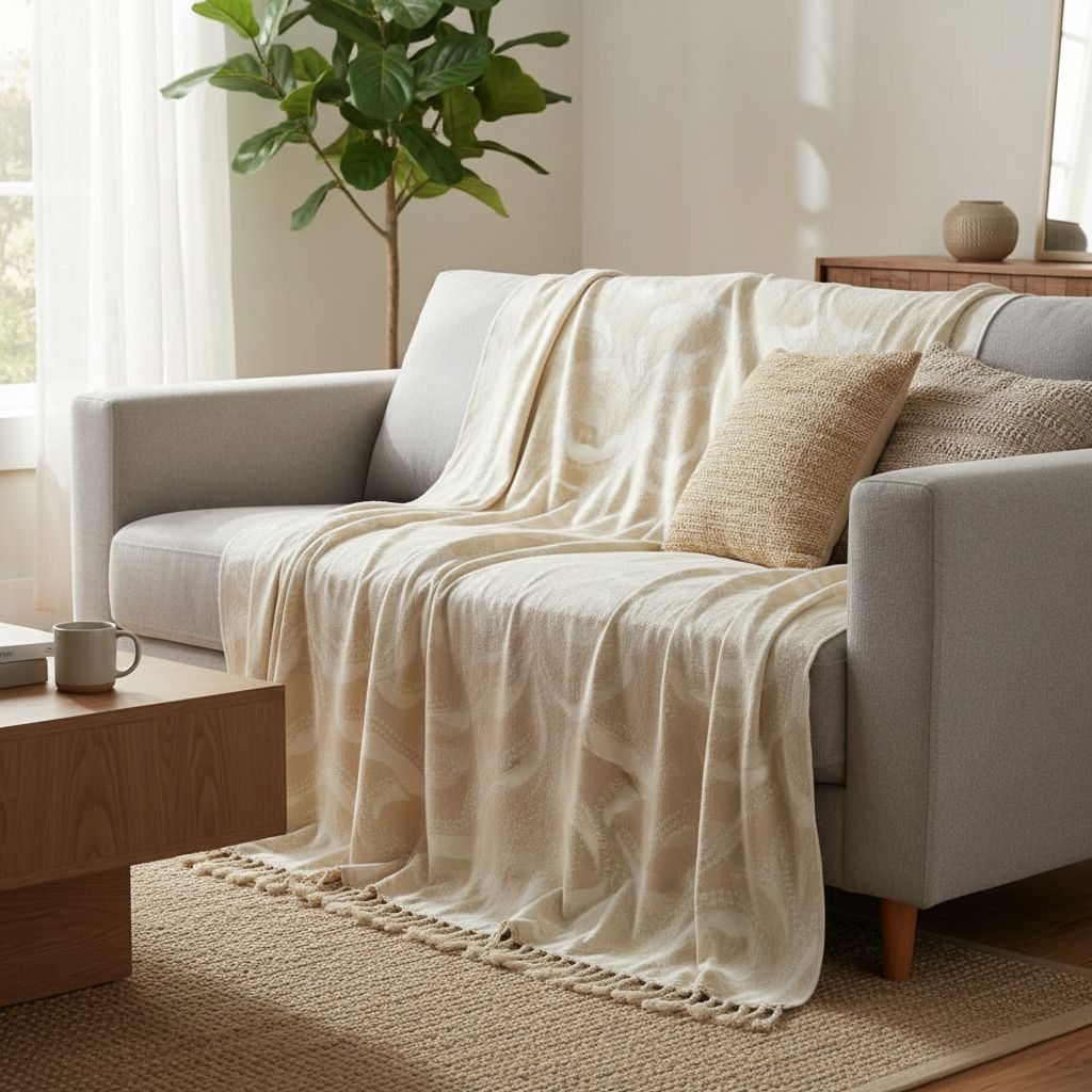 Jeté de salon "LOSANGE" en coton recyclé (2 x 3 m)