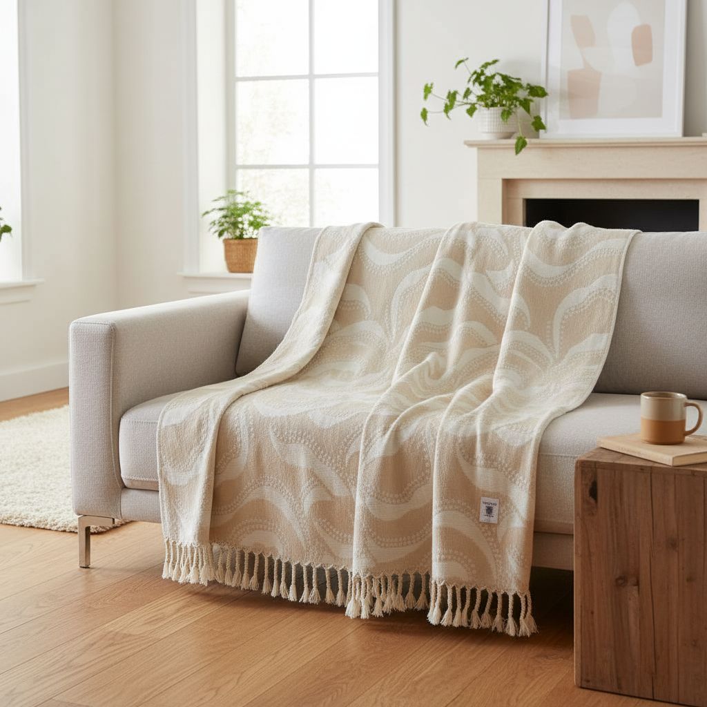 Jeté de salon "LOSANGE" en coton recyclé (2 x 3 m)