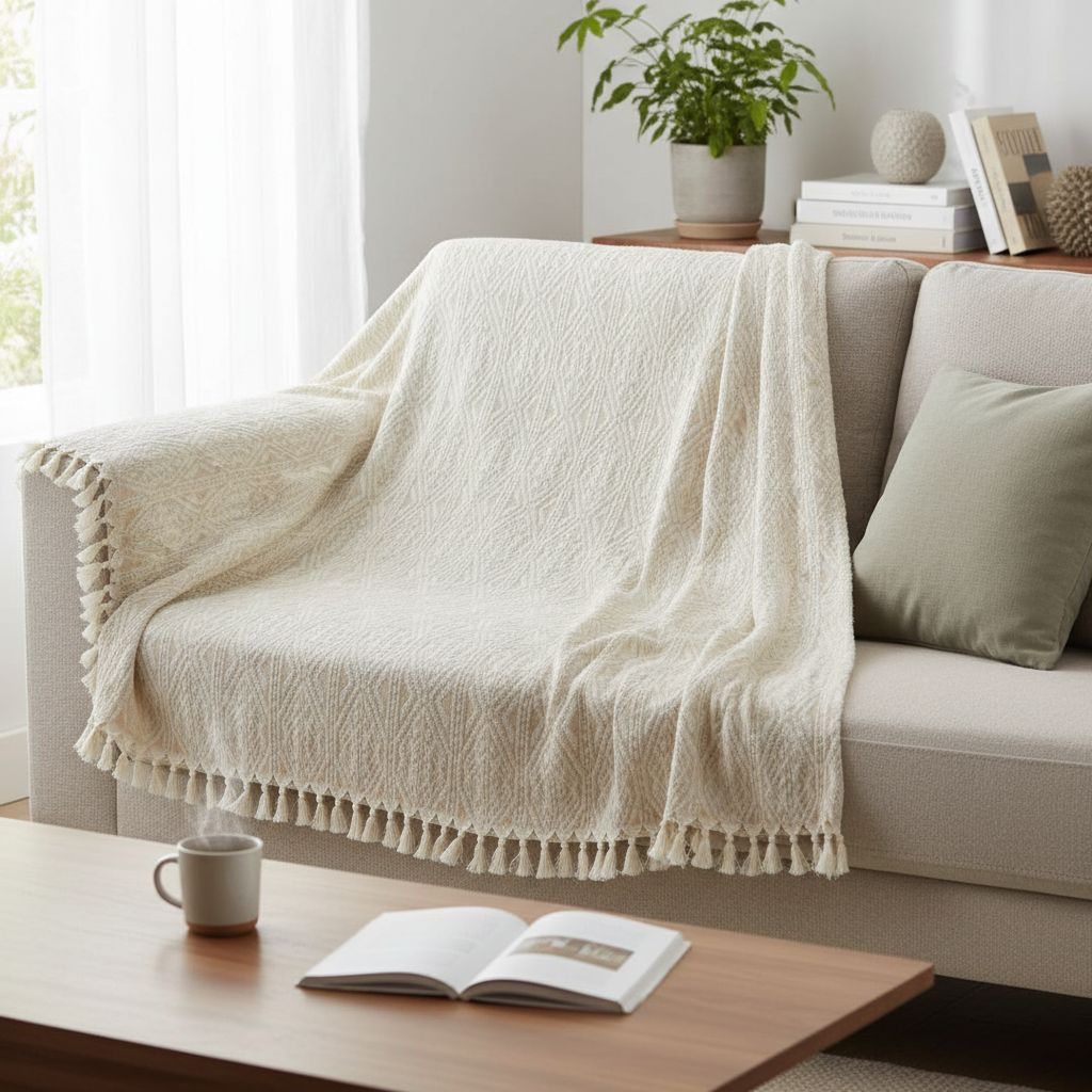 jeté jacquard haut de gamme en coton upcyclé (2 * 3m)