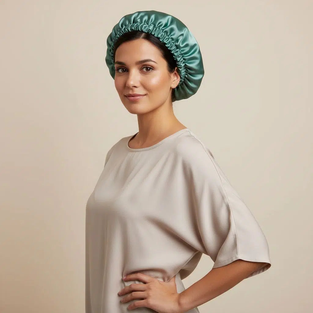 satin cheveux luxe pour un sommeil apaisant et soyeux vert d'eau