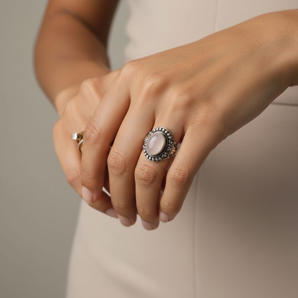 Bague rose quartz en argent 925 élégance et douceur irrésistible