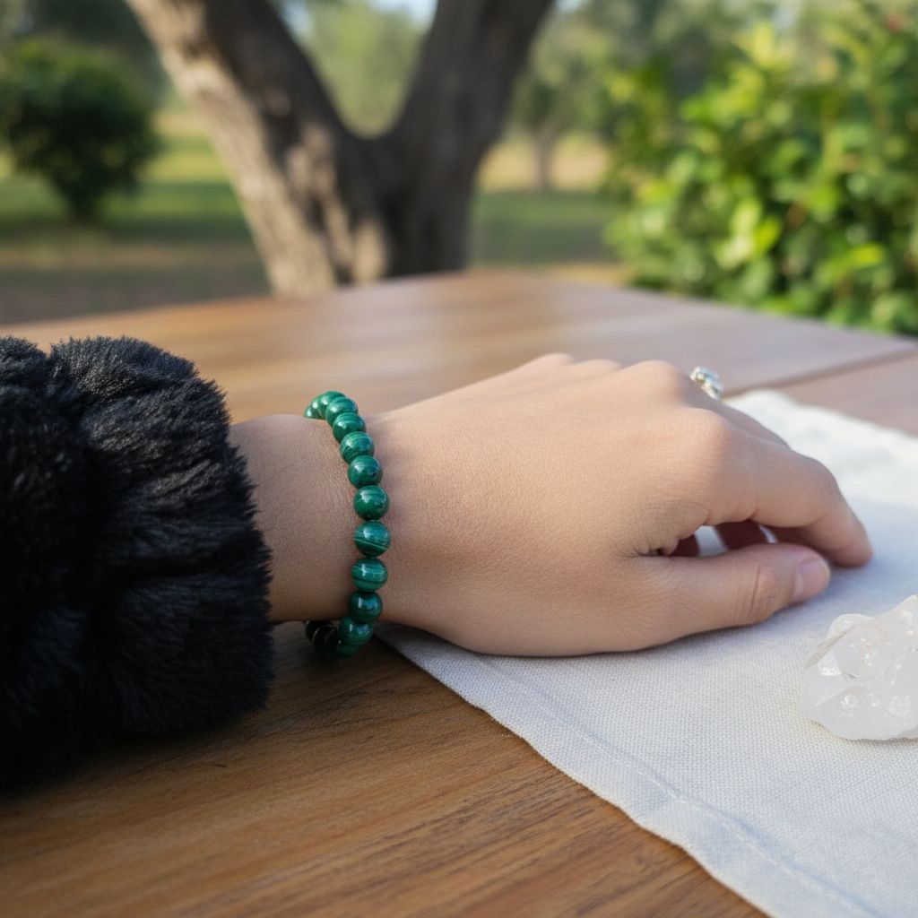Bracelet malachite naturel ajustable pour bien-être et style