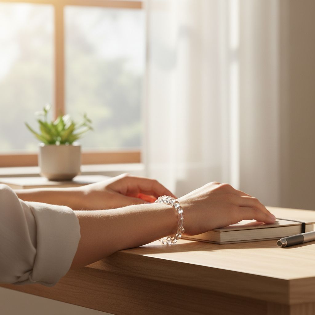 bracelet élastique en Clear Quartz ajustable pour harmonie et élégance