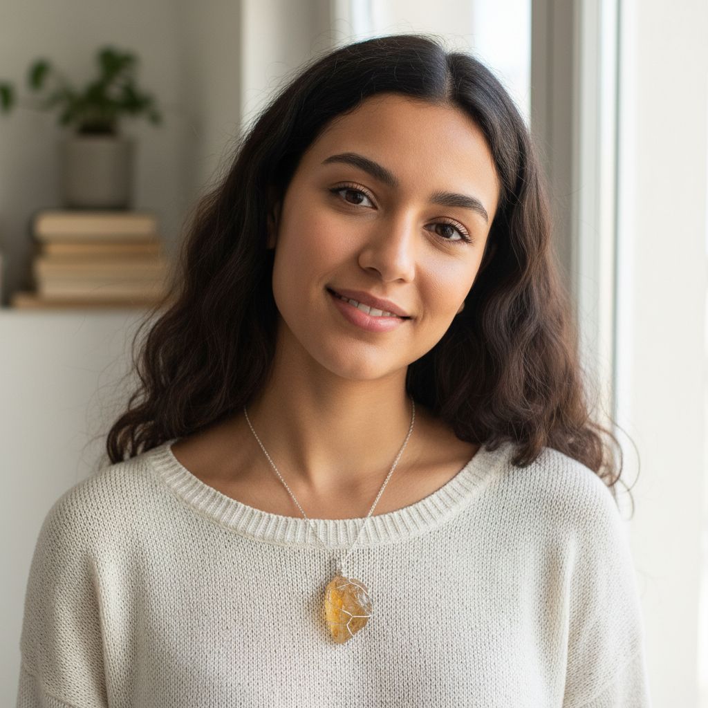 pendentif citrine brut entouré d'acier inoxydable pour énergie et style (sans chaîne)