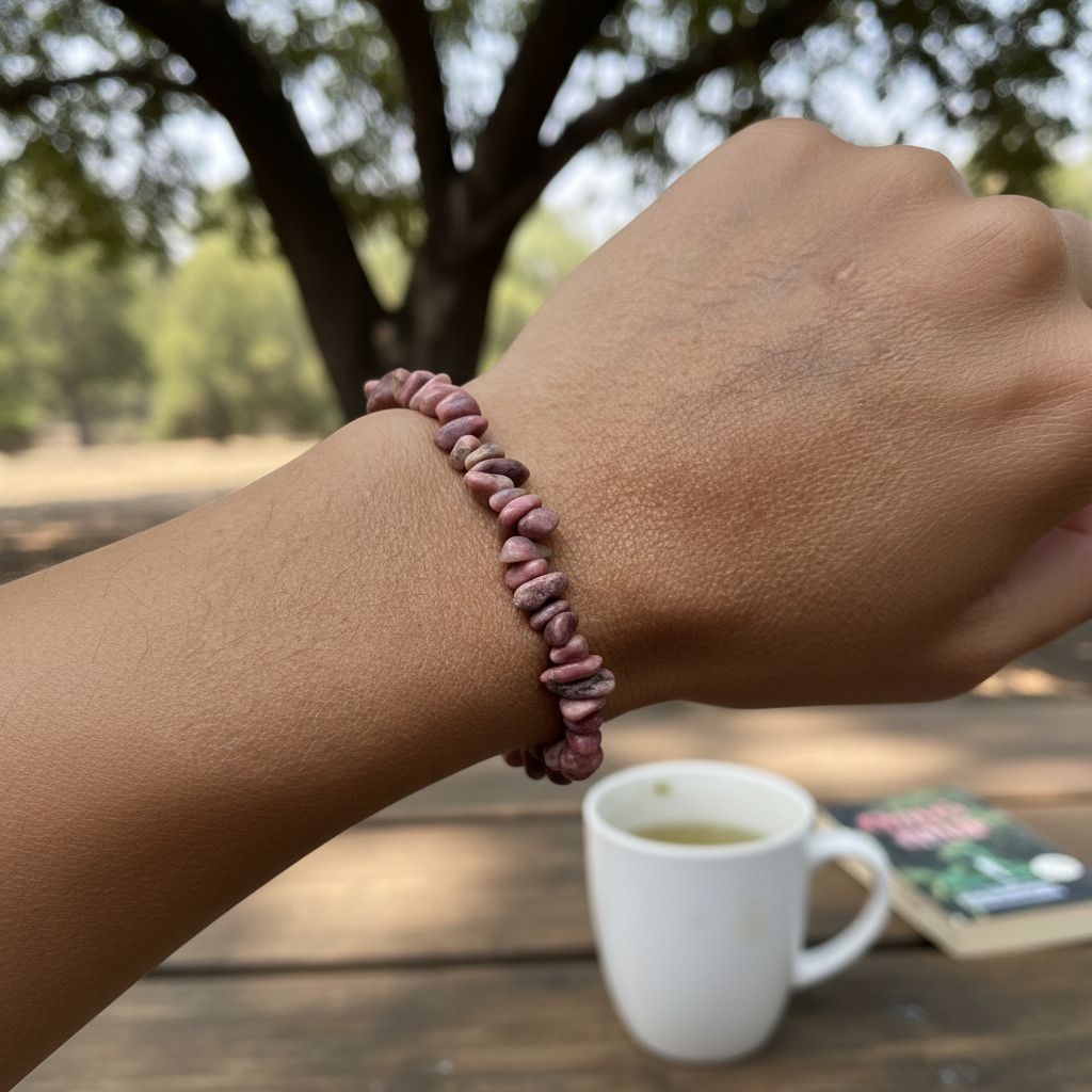 Bracelet élastique en Rhodonites naturelles (16 à 18 cm)