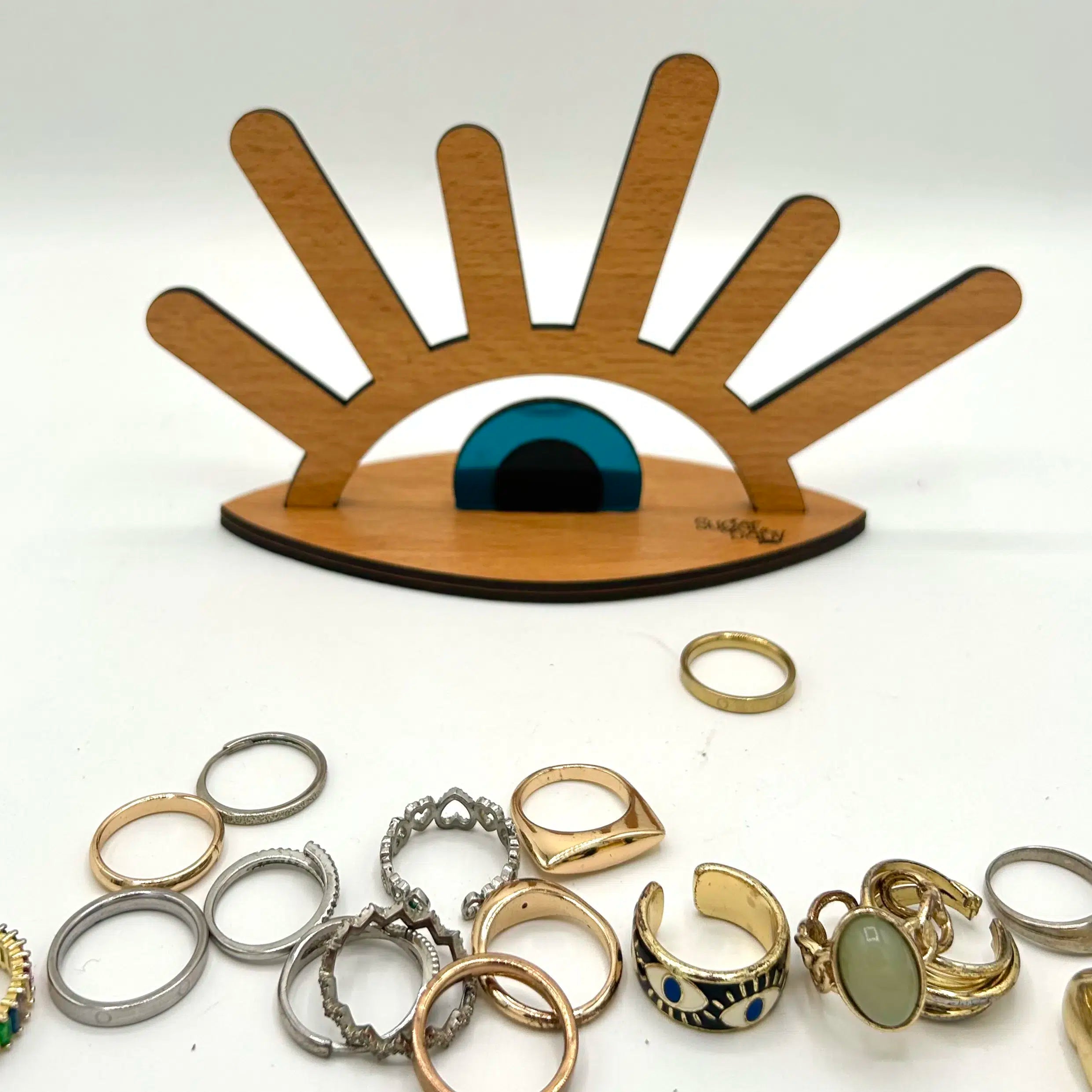 Porte-bagues en bois mdf design œil