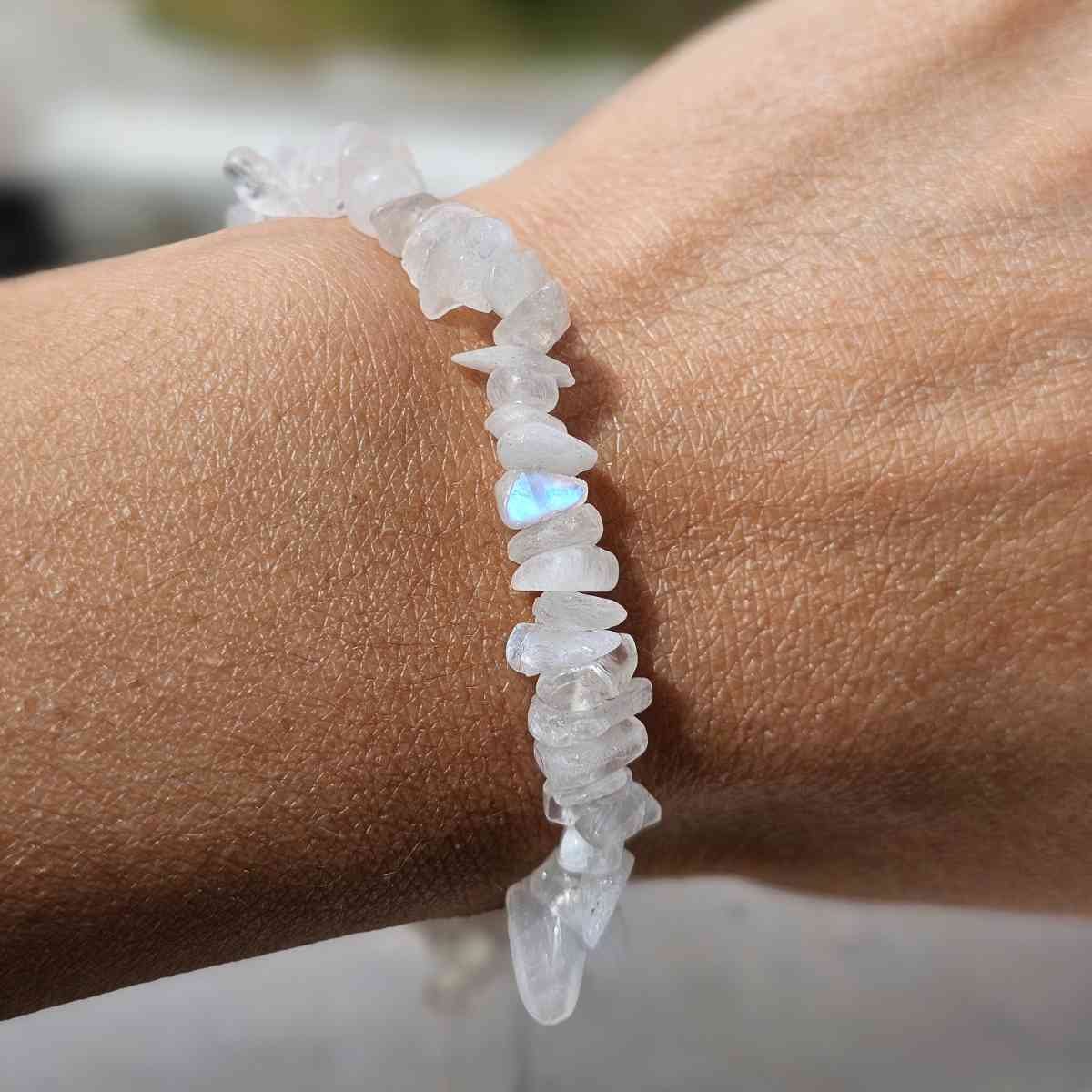 Bracelet Élastique en Pierres de Lune Baroques - Éclat Mystique